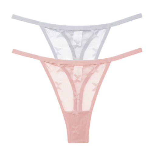 2PCS/Set Mesh Transparent Thong Women Panties Underwear Women Seamless