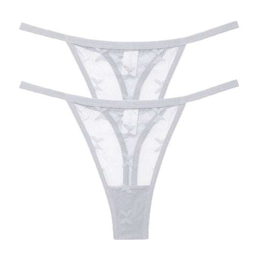 2PCS/Set Mesh Transparent Thong Women Panties Underwear Women Seamless