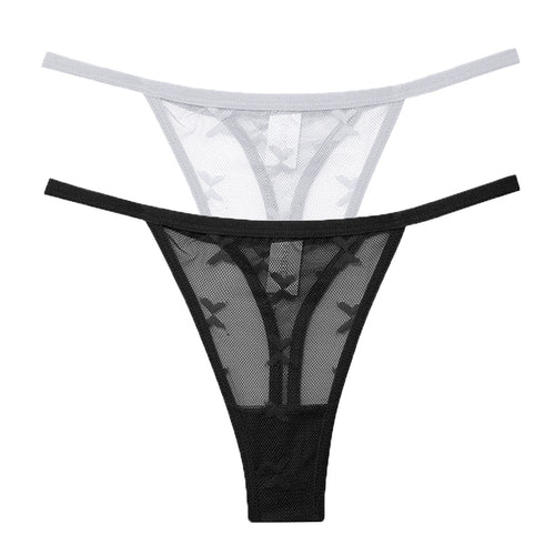 2PCS/Set Mesh Transparent Thong Women Panties Underwear Women Seamless