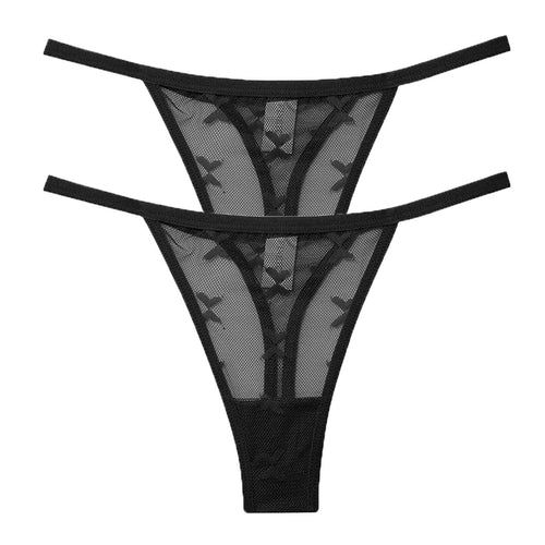 2PCS/Set Mesh Transparent Thong Women Panties Underwear Women Seamless