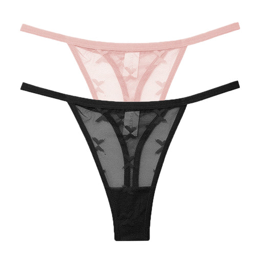 2PCS/Set Mesh Transparent Thong Women Panties Underwear Women Seamless