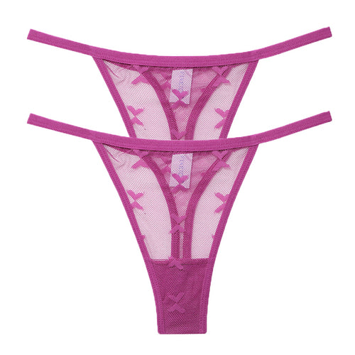 2PCS/Set Mesh Transparent Thong Women Panties Underwear Women Seamless