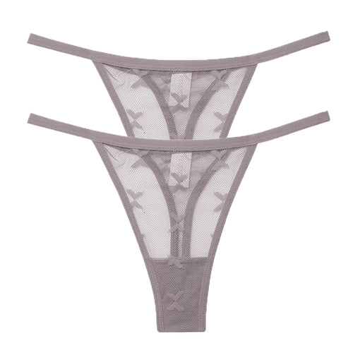 2PCS/Set Mesh Transparent Thong Women Panties Underwear Women Seamless