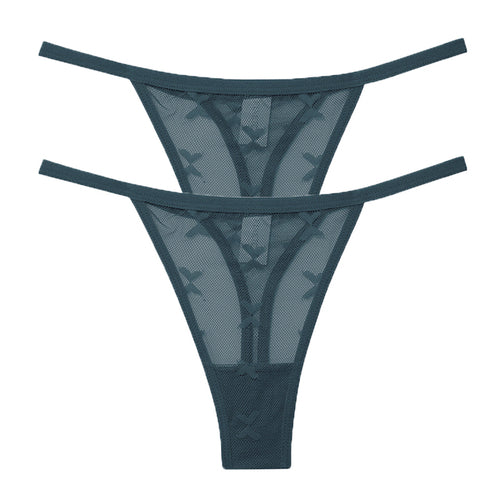 2PCS/Set Mesh Transparent Thong Women Panties Underwear Women Seamless