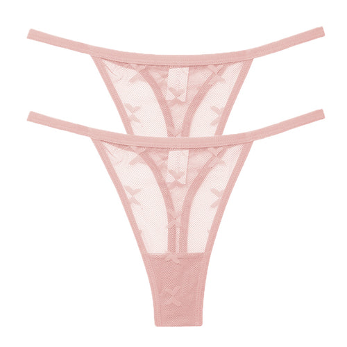 2PCS/Set Mesh Transparent Thong Women Panties Underwear Women Seamless