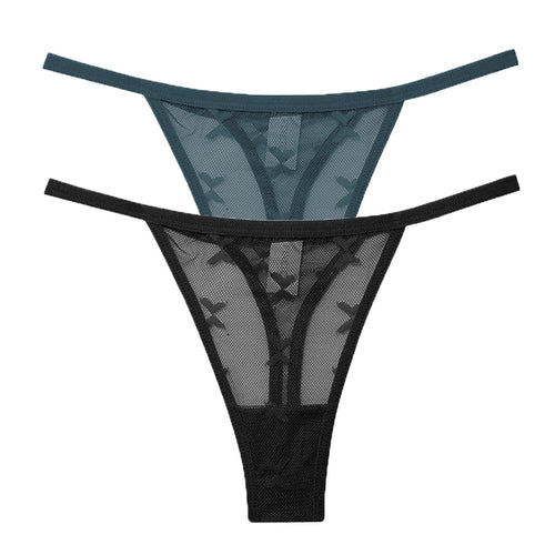 2PCS/Set Mesh Transparent Thong Women Panties Underwear Women Seamless