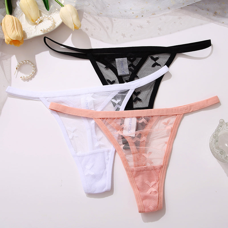 2PCS/Set Mesh Transparent Thong Women Panties Underwear Women Seamless