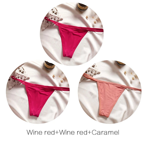FINETOO 3Pcs/set Sexy Low-rise Thongs Women Bikini Panties T-back