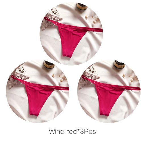 FINETOO 3Pcs/set Sexy Low-rise Thongs Women Bikini Panties T-back