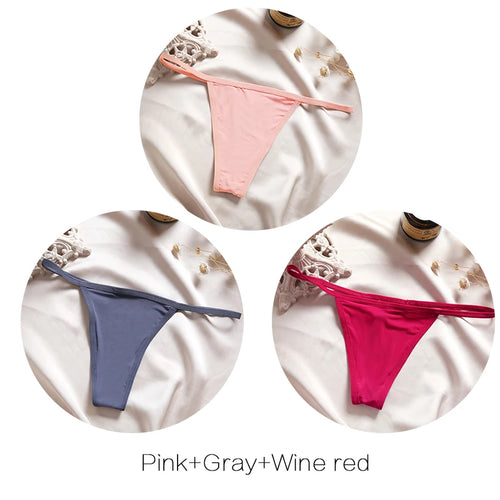 FINETOO 3Pcs/set Sexy Low-rise Thongs Women Bikini Panties T-back