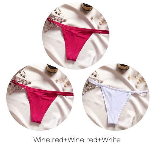 FINETOO 3Pcs/set Sexy Low-rise Thongs Women Bikini Panties T-back
