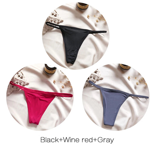 FINETOO 3Pcs/set Sexy Low-rise Thongs Women Bikini Panties T-back