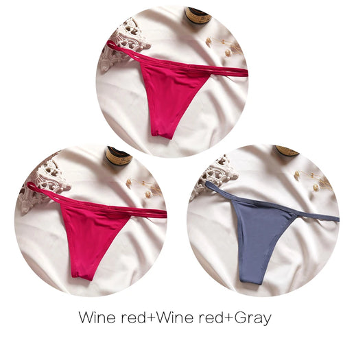 FINETOO 3Pcs/set Sexy Low-rise Thongs Women Bikini Panties T-back