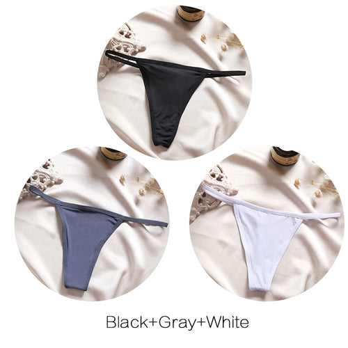 FINETOO 3Pcs/set Sexy Low-rise Thongs Women Bikini Panties T-back