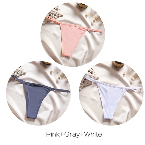 FINETOO 3Pcs/set Sexy Low-rise Thongs Women Bikini Panties T-back