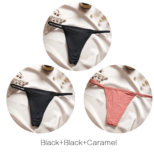 FINETOO 3Pcs/set Sexy Low-rise Thongs Women Bikini Panties T-back