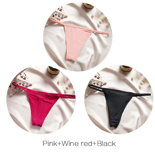 FINETOO 3Pcs/set Sexy Low-rise Thongs Women Bikini Panties T-back
