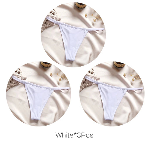 FINETOO 3Pcs/set Sexy Low-rise Thongs Women Bikini Panties T-back