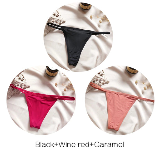 FINETOO 3Pcs/set Sexy Low-rise Thongs Women Bikini Panties T-back