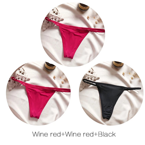 FINETOO 3Pcs/set Sexy Low-rise Thongs Women Bikini Panties T-back
