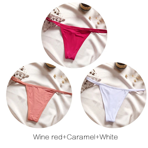 FINETOO 3Pcs/set Sexy Low-rise Thongs Women Bikini Panties T-back