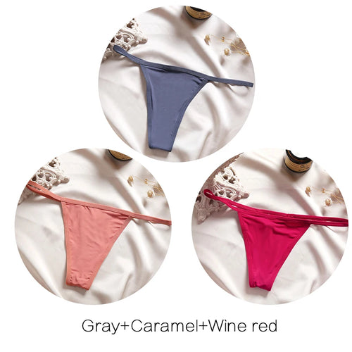 FINETOO 3Pcs/set Sexy Low-rise Thongs Women Bikini Panties T-back