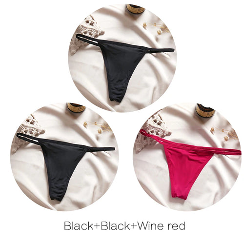 FINETOO 3Pcs/set Sexy Low-rise Thongs Women Bikini Panties T-back