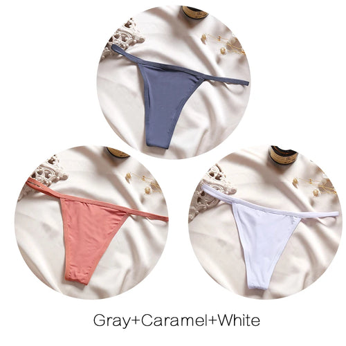 FINETOO 3Pcs/set Sexy Low-rise Thongs Women Bikini Panties T-back