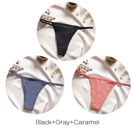 FINETOO 3Pcs/set Sexy Low-rise Thongs Women Bikini Panties T-back
