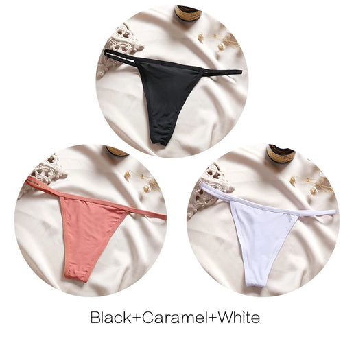 FINETOO 3Pcs/set Sexy Low-rise Thongs Women Bikini Panties T-back