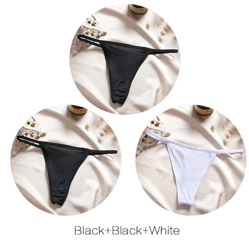 FINETOO 3Pcs/set Sexy Low-rise Thongs Women Bikini Panties T-back