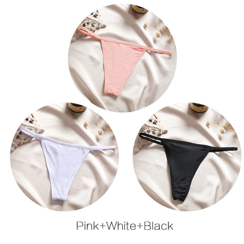 FINETOO 3Pcs/set Sexy Low-rise Thongs Women Bikini Panties T-back