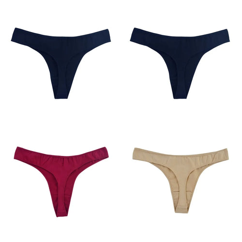 4Pcs/Set Cotton Thongs For Women Low Rise Panties Sexy G-String Female