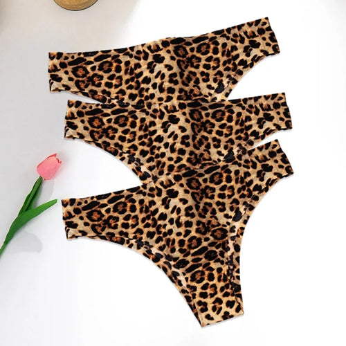 WarmSteps 3Pcs/Set Sexy Leopard Thongs Women's Panties Thongs 2024 New