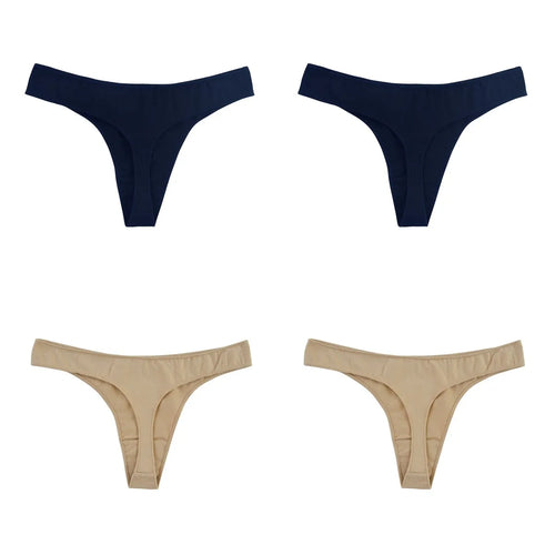 4Pcs/Set Cotton Thongs For Women Low Rise Panties Sexy G-String Female