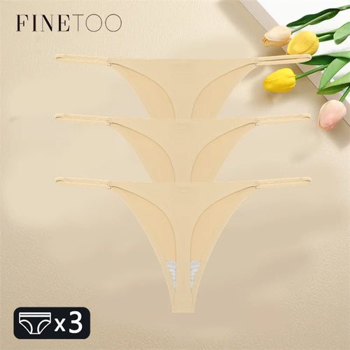 FINETOO 3PCS Women Seamless Thongs Sexy Low Waist Bikini Panties