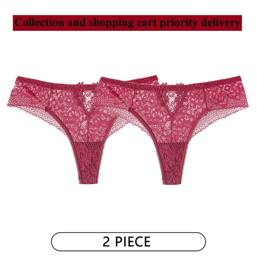 CINOON 2Pcs/Lot Women Sexy Lace Embroidery Panties Low-waist Underwear