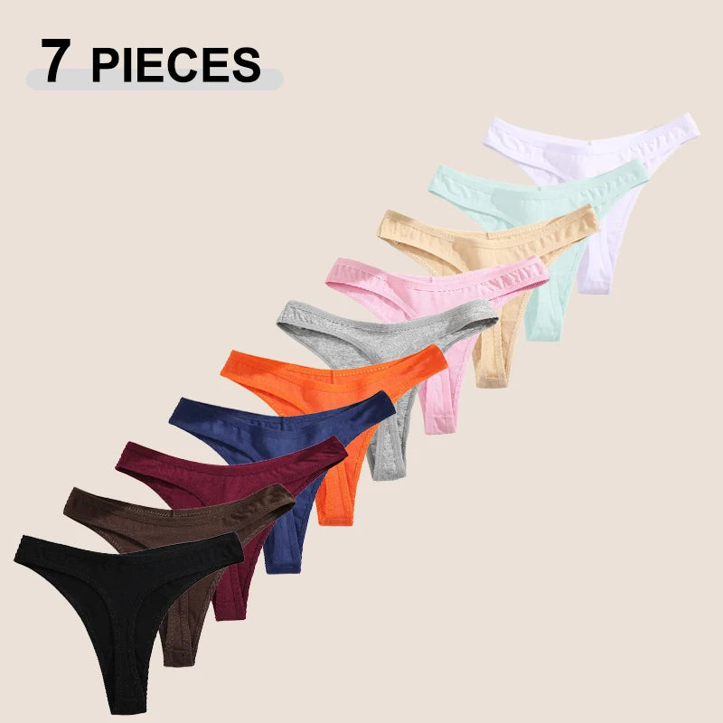 7Pcs/Set Seamless Cotton Panties For Women Sexy Low Waist Cotton Soft