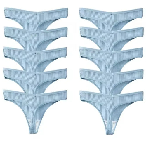 10Pcs/Set Women's New Thong Underwear Cotton Thread Underwear