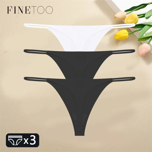 FINETOO 3PCS Women Seamless Thongs Sexy Low Waist Bikini Panties