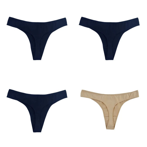 4Pcs/Set Cotton Thongs For Women Low Rise Panties Sexy G-String Female