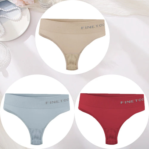 3PCS/Set Women's Panties Sexy Underwear FINETOO Large Size Thong Women