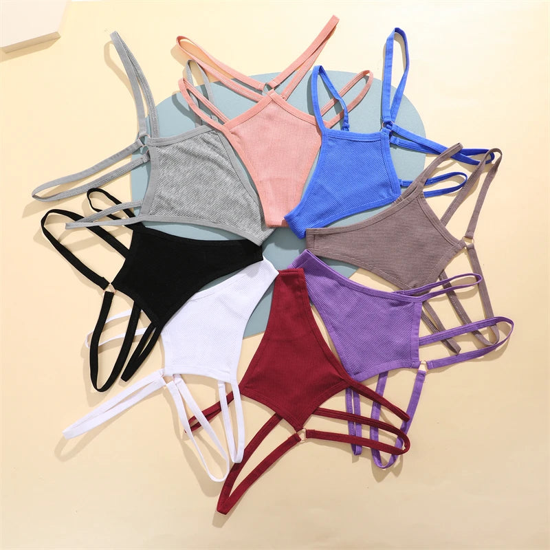 FINETOO 4Pcs Cotton Double Thin Belts Underwear for Women Sexy Low