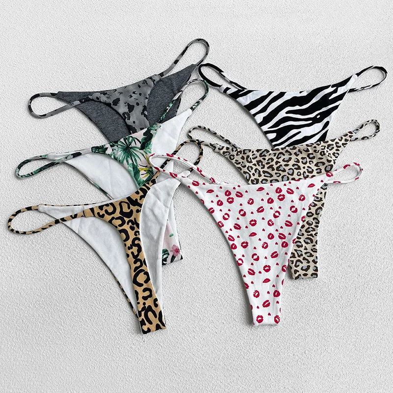 Cotton Leopard G String Flower Women Panties Sexy Briefs Thong Low