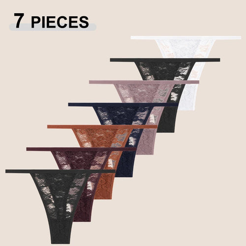 7Pcs/Set Women's Sexy Lace Transparents G-Strings Underwear Summer