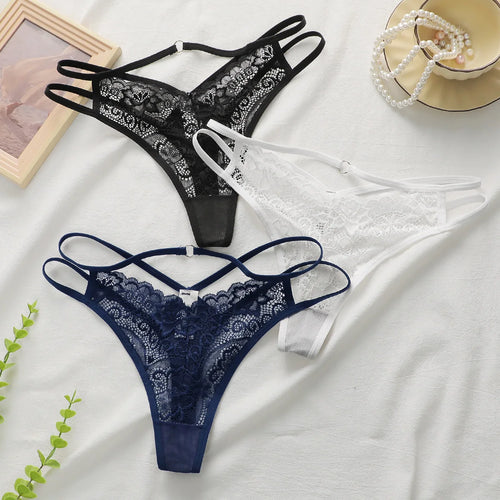 3-pack fashionable multi-color lace thong sexy Lingerie lightweight