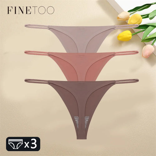 FINETOO 3PCS Women Seamless Thongs Sexy Low Waist Bikini Panties