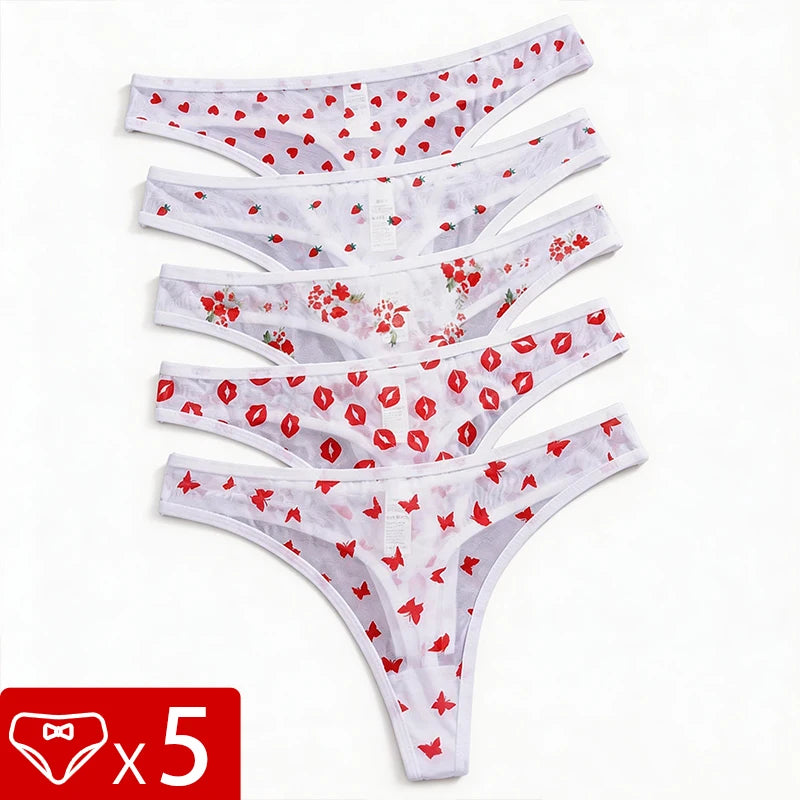 5pcs/Set Print Design Sexy Women thongs Fashion New Panty Underwear