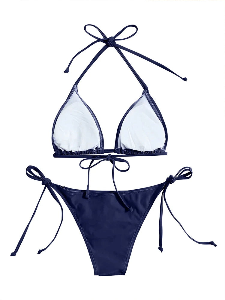 Swimwear Thong Bikini Set Sexy New Navy Blue Swimsuits Woman Sexy