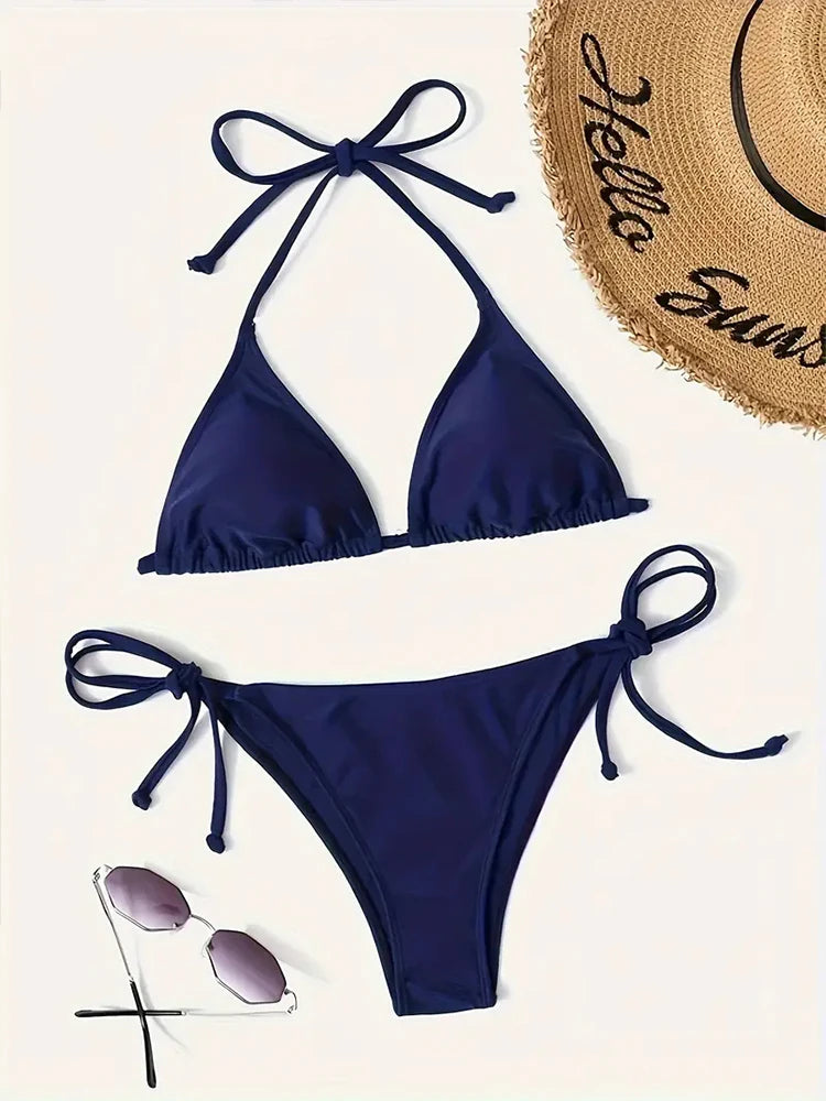 Swimwear Thong Bikini Set Sexy New Navy Blue Swimsuits Woman Sexy